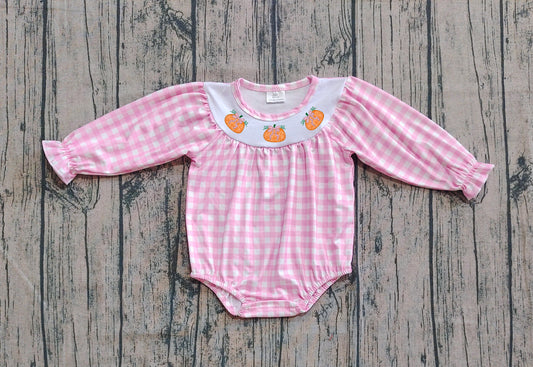 LR2181 Halloween pumpkin smocked  girl romper 202503 preorders