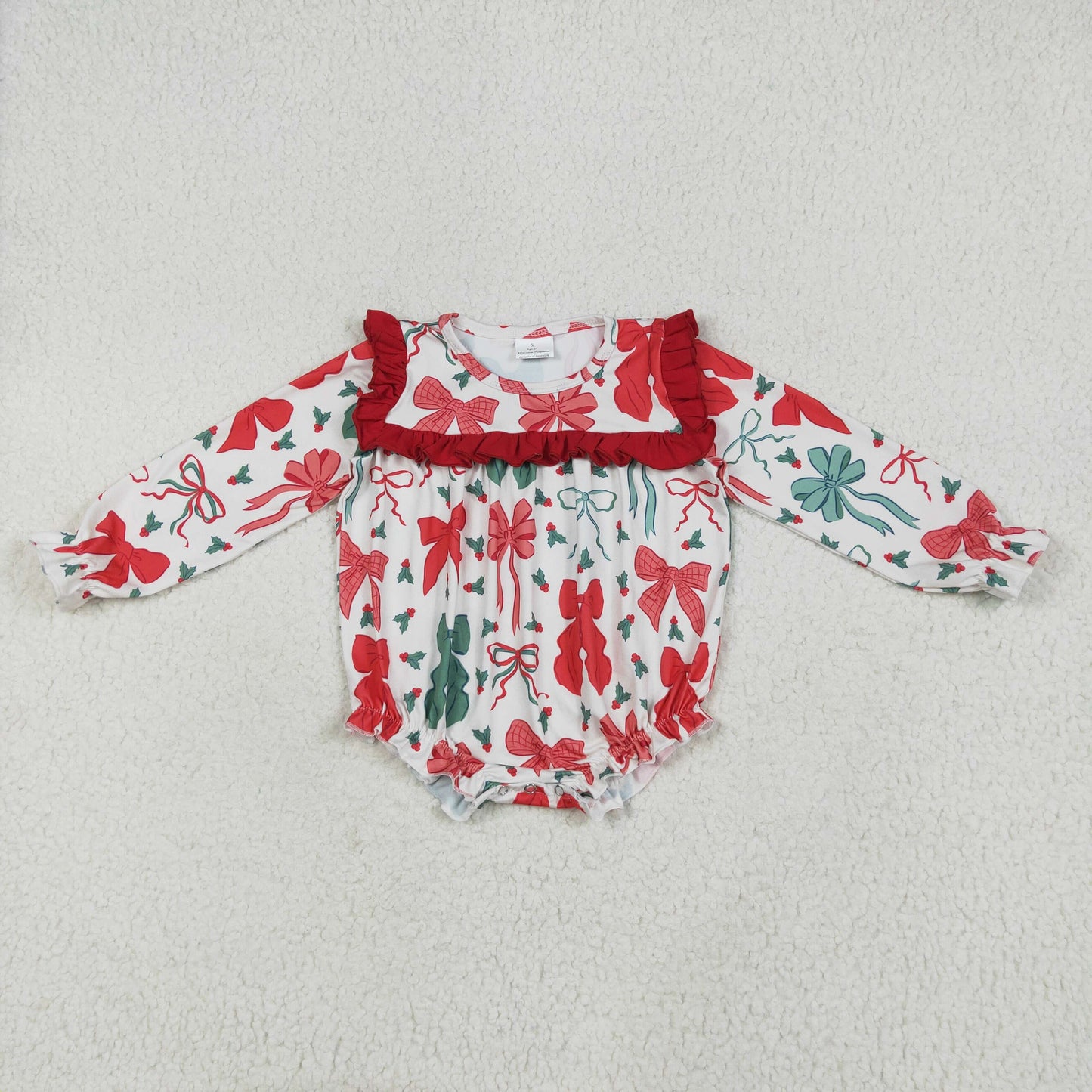 LR2209 Christmas bow girl summer romper 202506 RTS