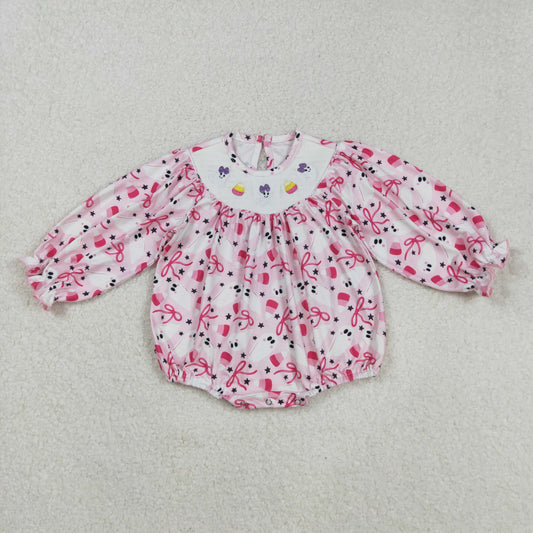 LR2216 Embroidery BOO Halloween smocked  girl romper 202508 RTS