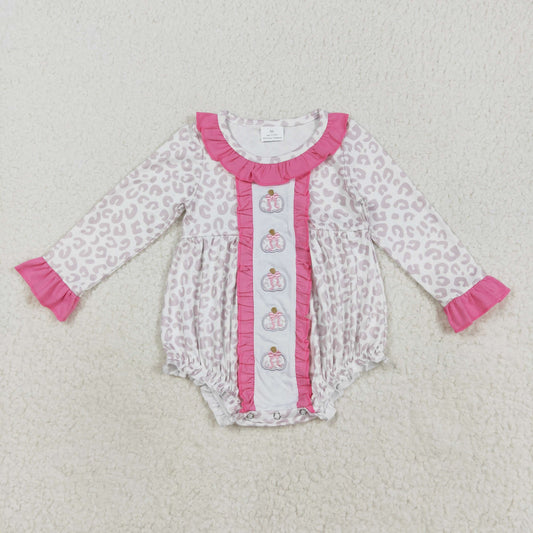 LR2220 embroidery pumpkin Halloween girl boy summer romper 202508