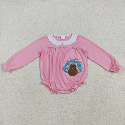 LR2262 embroidery  Thankful girl summer romper 202507 RTS