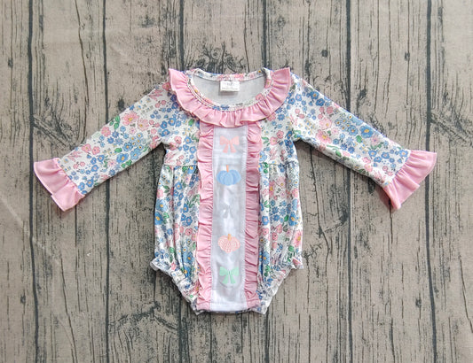 LR2273 embroidery pumpkin Halloween girl summer romper 202506 preorder