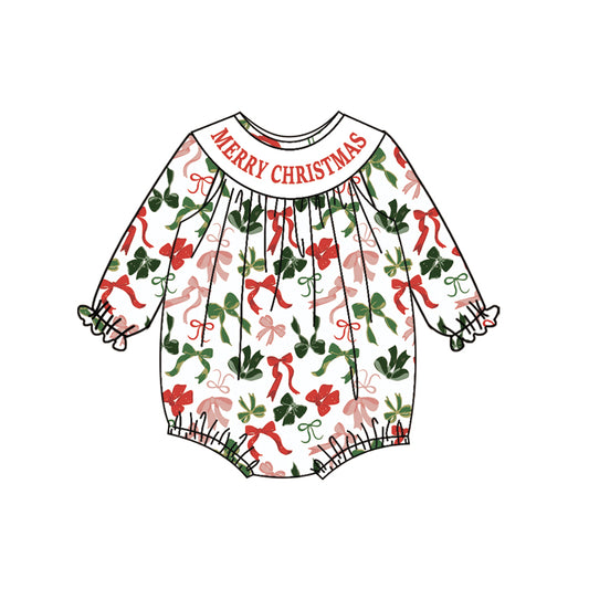 LR2276-smocked Christmas girl summer romper 202506 preorder