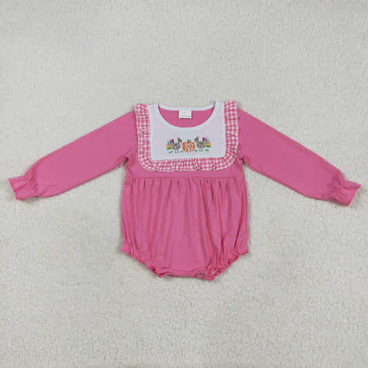 LR2287 embroidery Halloween pumpkin  girl summer romper 202507 RTS