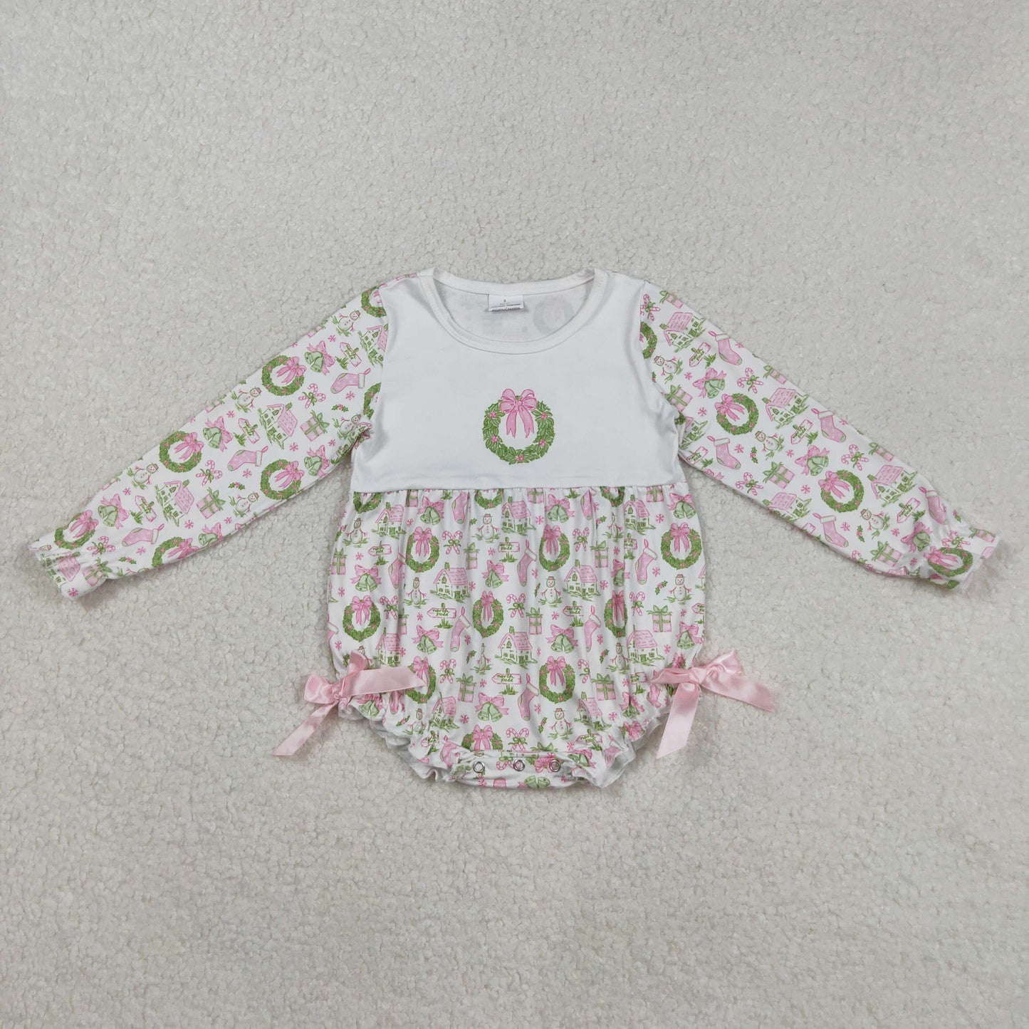 LR2325 Christmas snowmen flower BOW girl  summer romper 202508 RTS