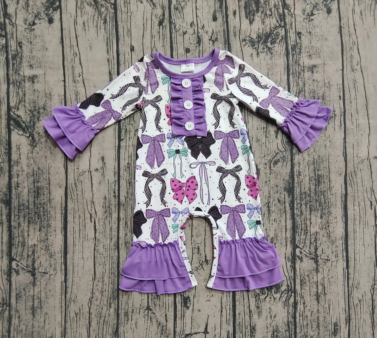 LR2355 bow purple girl boy summer romper 202507 preorder