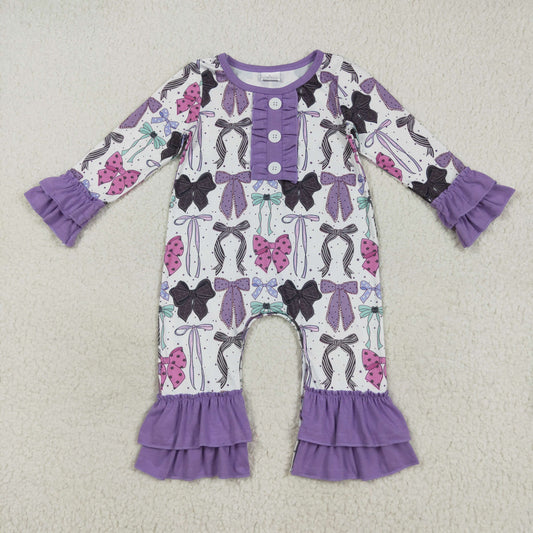 LR2355 bow purple girl boy summer romper 202507 RTS