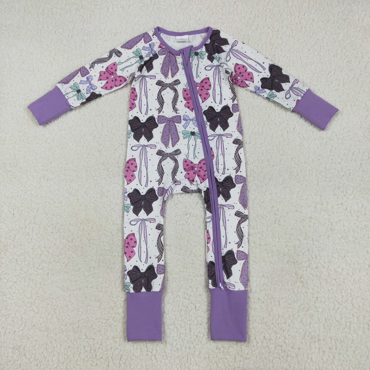LR2358 bow purple girl boy summer romper 202507 RTS