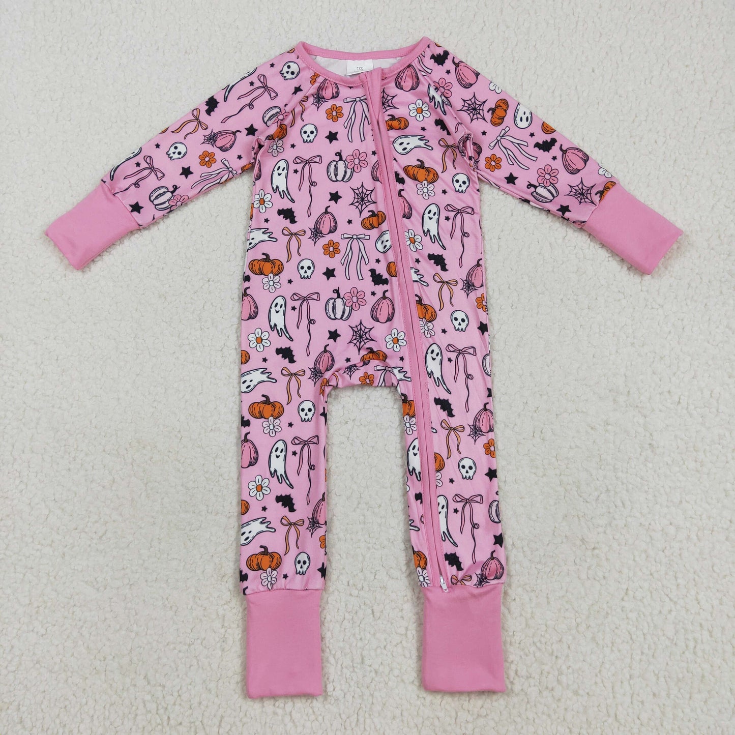 LR2405  pumpkin Halloween girl summer romper 202508 RTS
