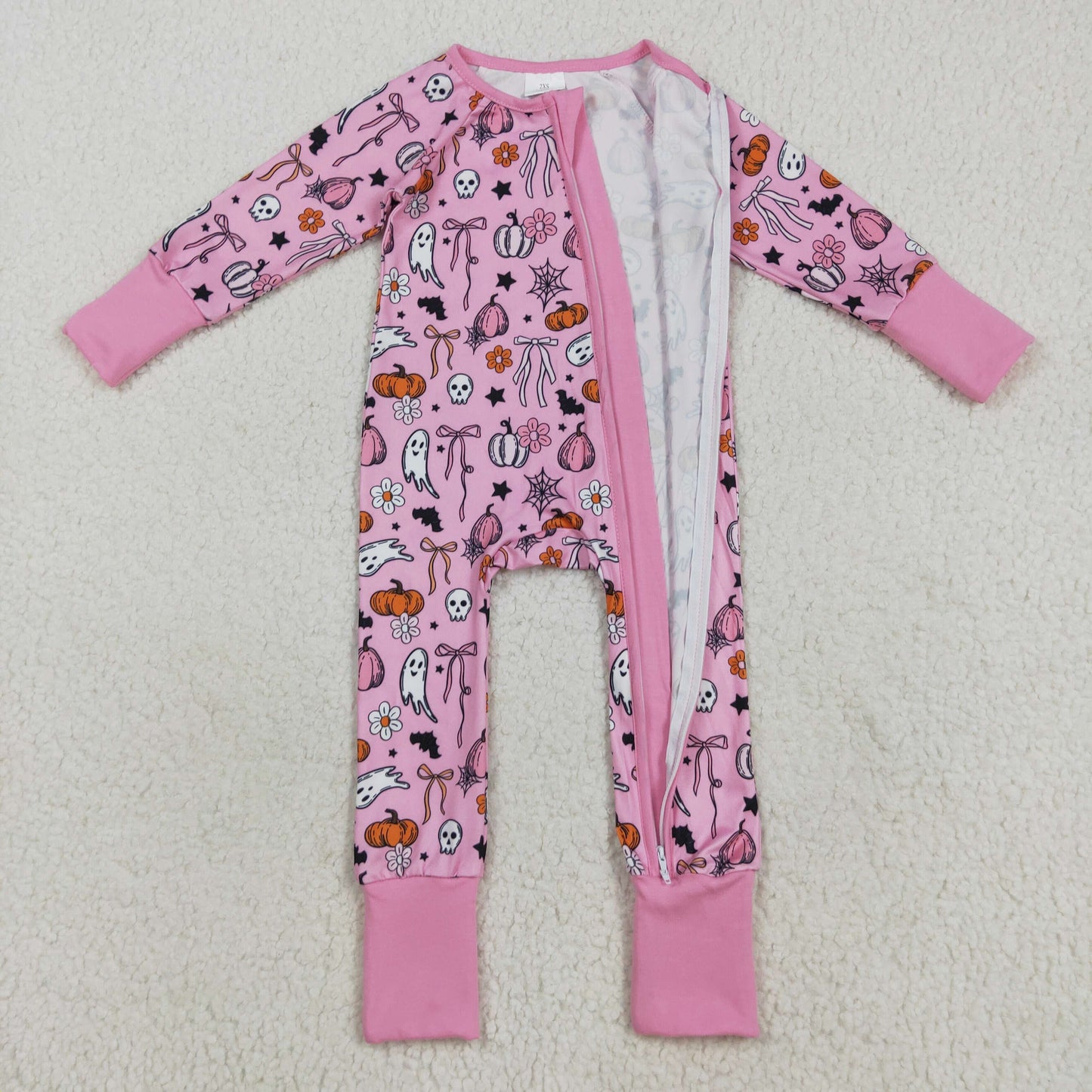 LR2405  pumpkin Halloween girl summer romper 202508 RTS