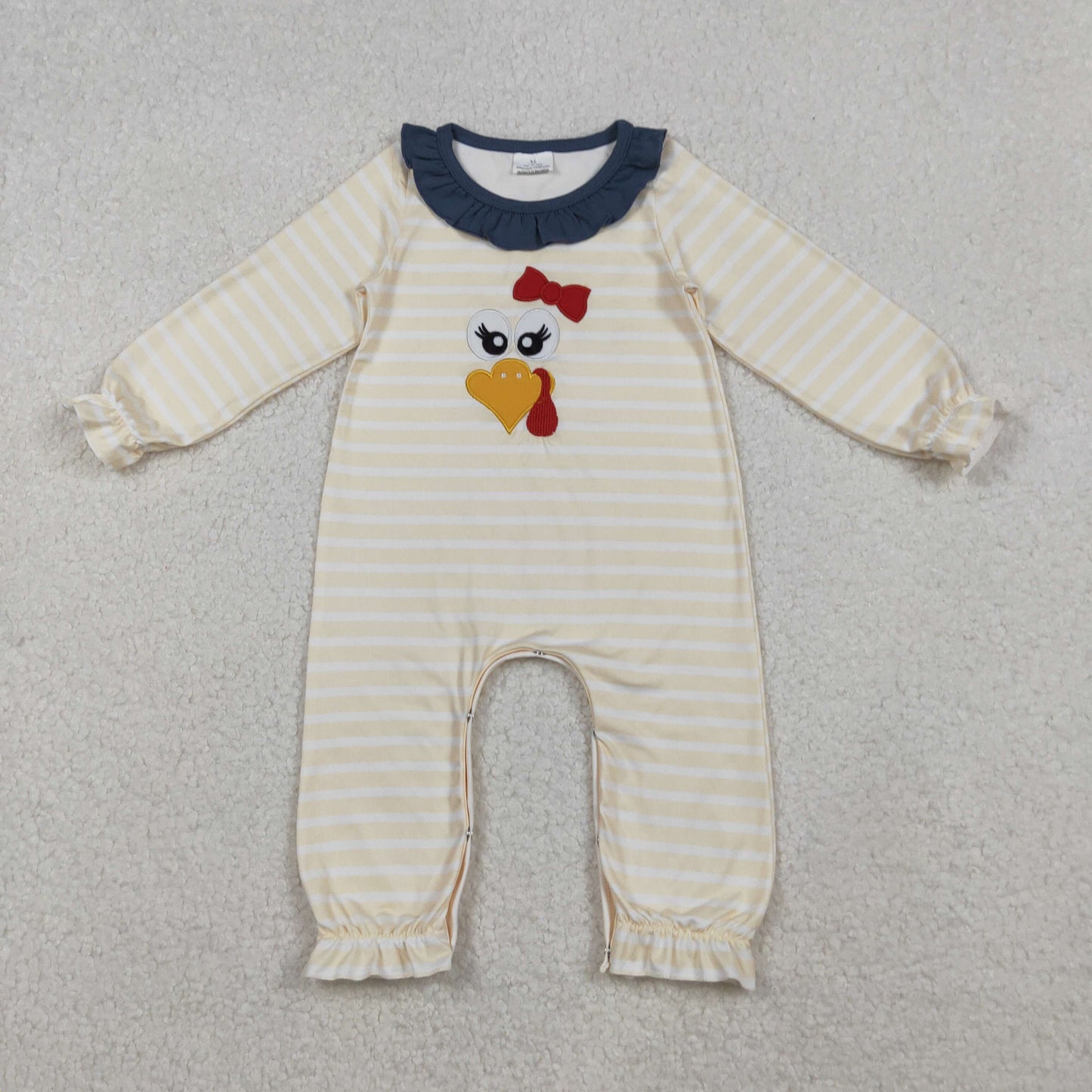 LR2424 embroidery TURKEY PIMPKIN girl romper 202510 RTS