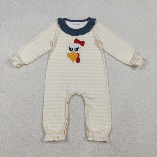 LR2424 embroidery TURKEY PIMPKIN girl romper 202510 RTS