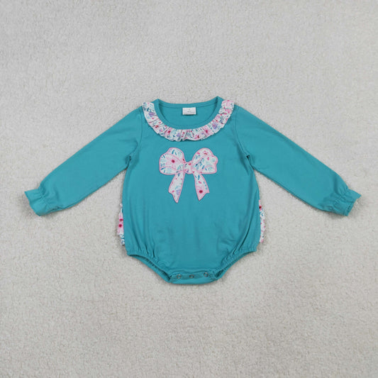 LR2432 embroidery bow girl romper 202510 RTS