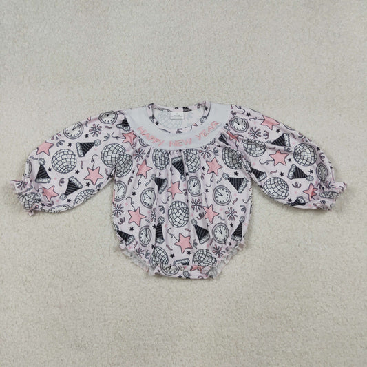 LR2493 Embroidery Happy new year girl summer romper 202509 RTS