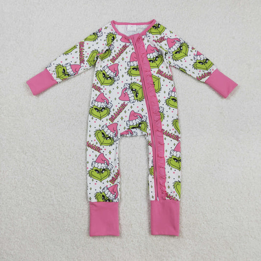 LR2495  Grinch Christmas girl summer romper 202508 RTS
