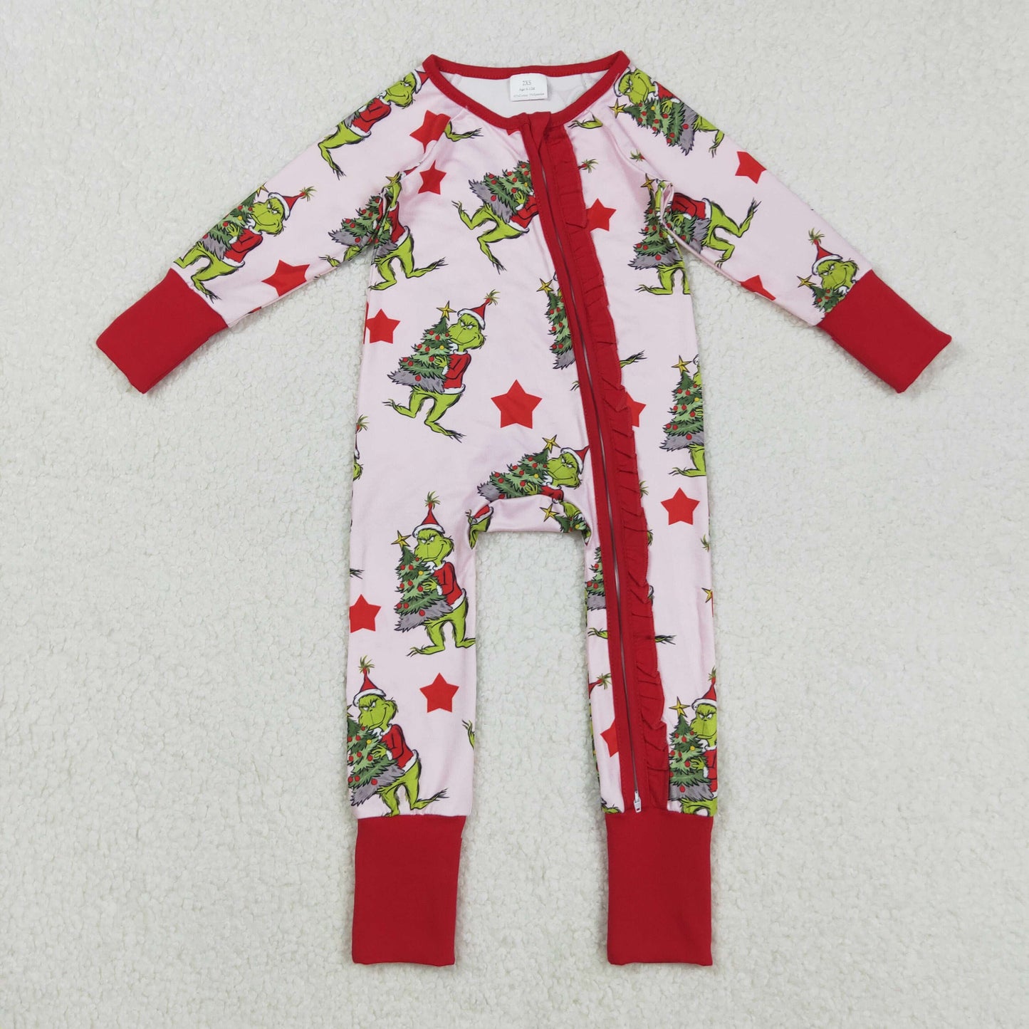 LR2496  Grinch Christmas girl summer romper 202508 RTS