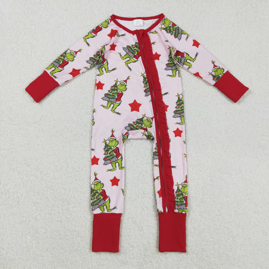 LR2496  Grinch Christmas girl summer romper 202508 RTS