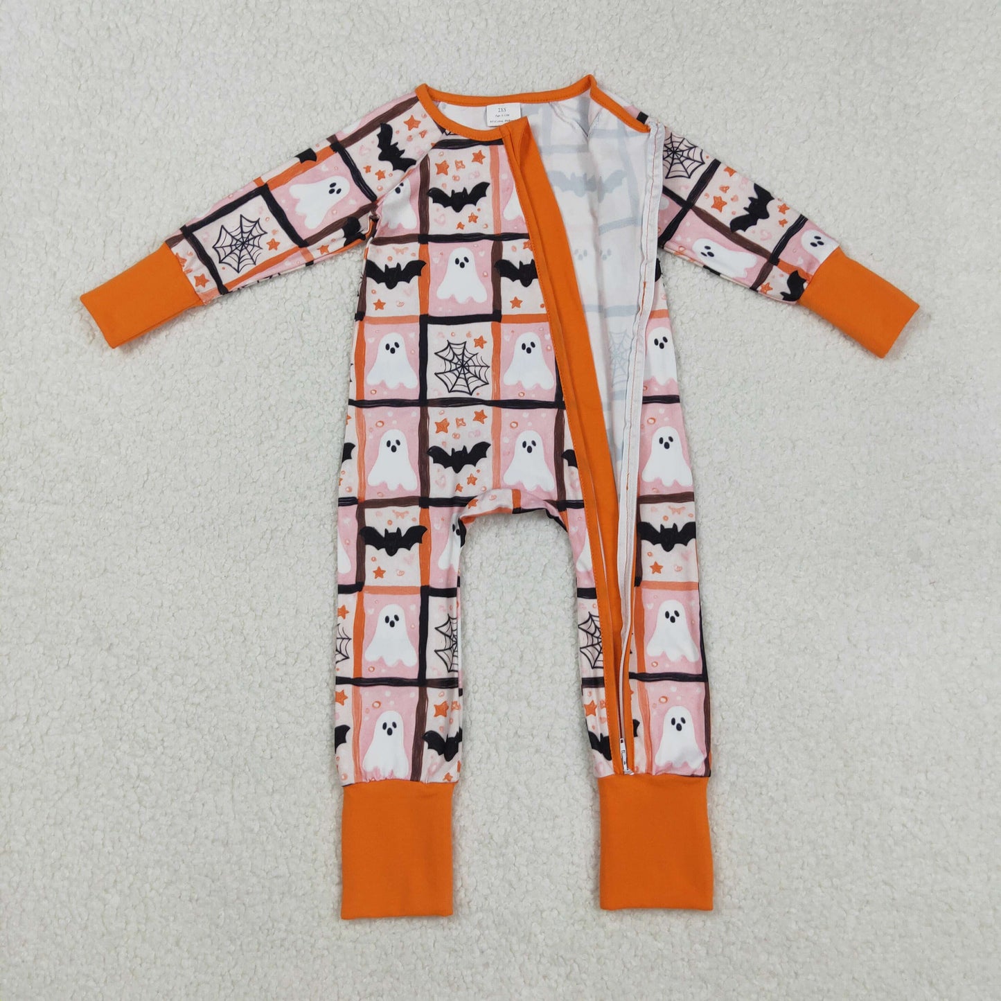 LR2539 Boo bat Halloween girl summer romper 202508 RTS