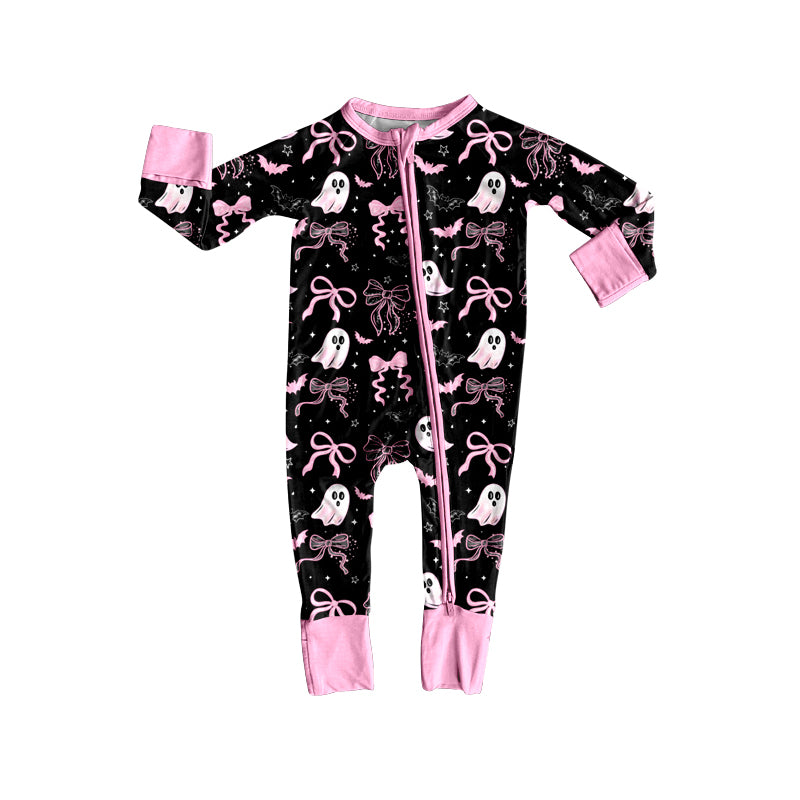 LR2540 Boo bow Halloween girl summer romper 202508 preorder