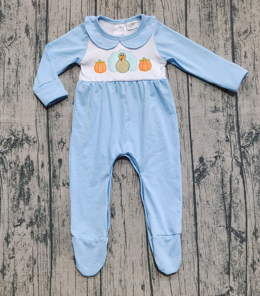 LR2562 embroidery PUMPKIN Halloween girl  summer romper 202508 preorder