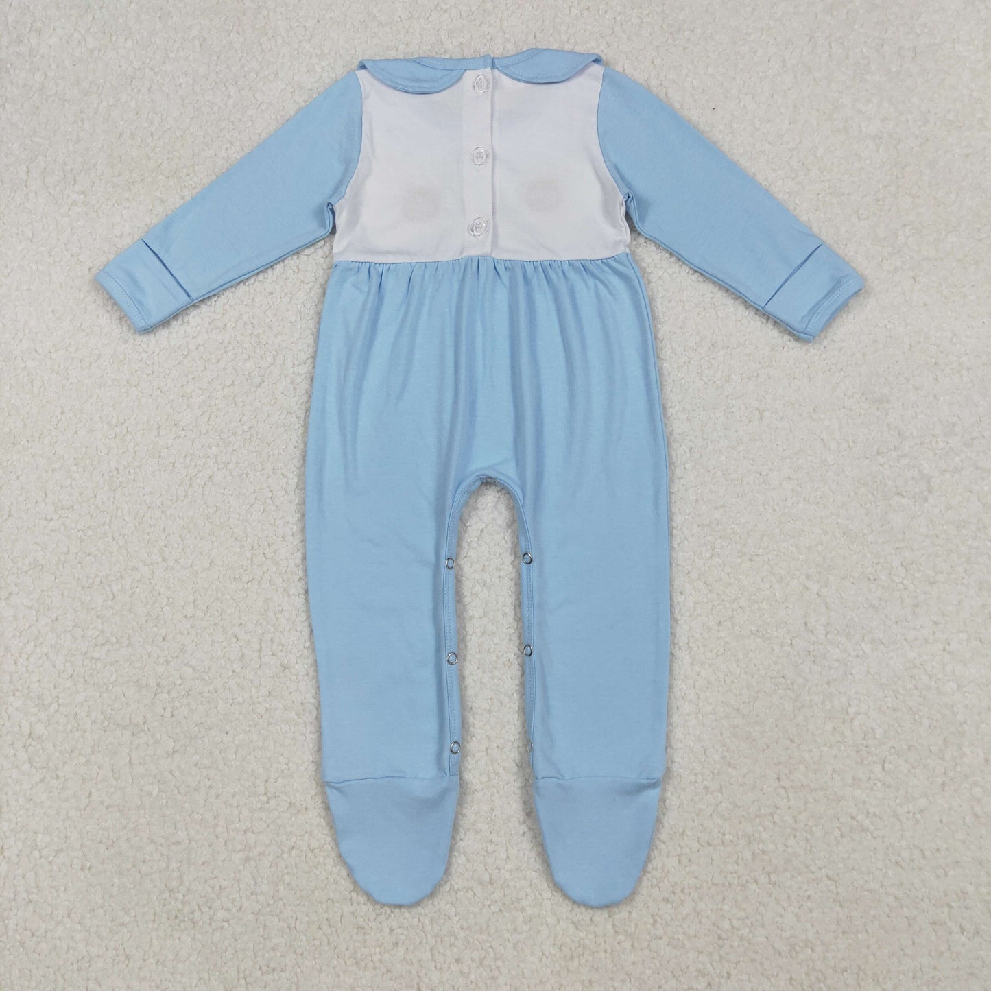 LR2562 embroidery PUMPKIN blue Halloween boy summer romper 202509 RTS