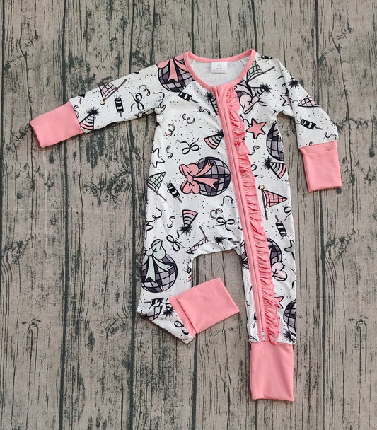 LR2571 happy new year girl  romper 202409 RTS  preorder sibling