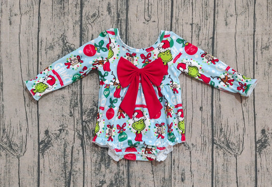 LR2575 bow Christmas grinch boy summer romper 202508 preorder