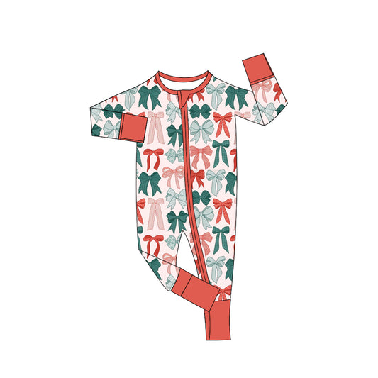 LR2623 Christmas bow western  girl boy summer romper 20250 preorder
