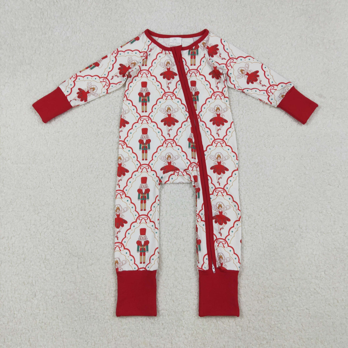 NO MOQ RTS LR2633 Baby Clothes Nutcracker Fairy Allover Print Long Sleeve Zipper Romper Jumpsuit 202610