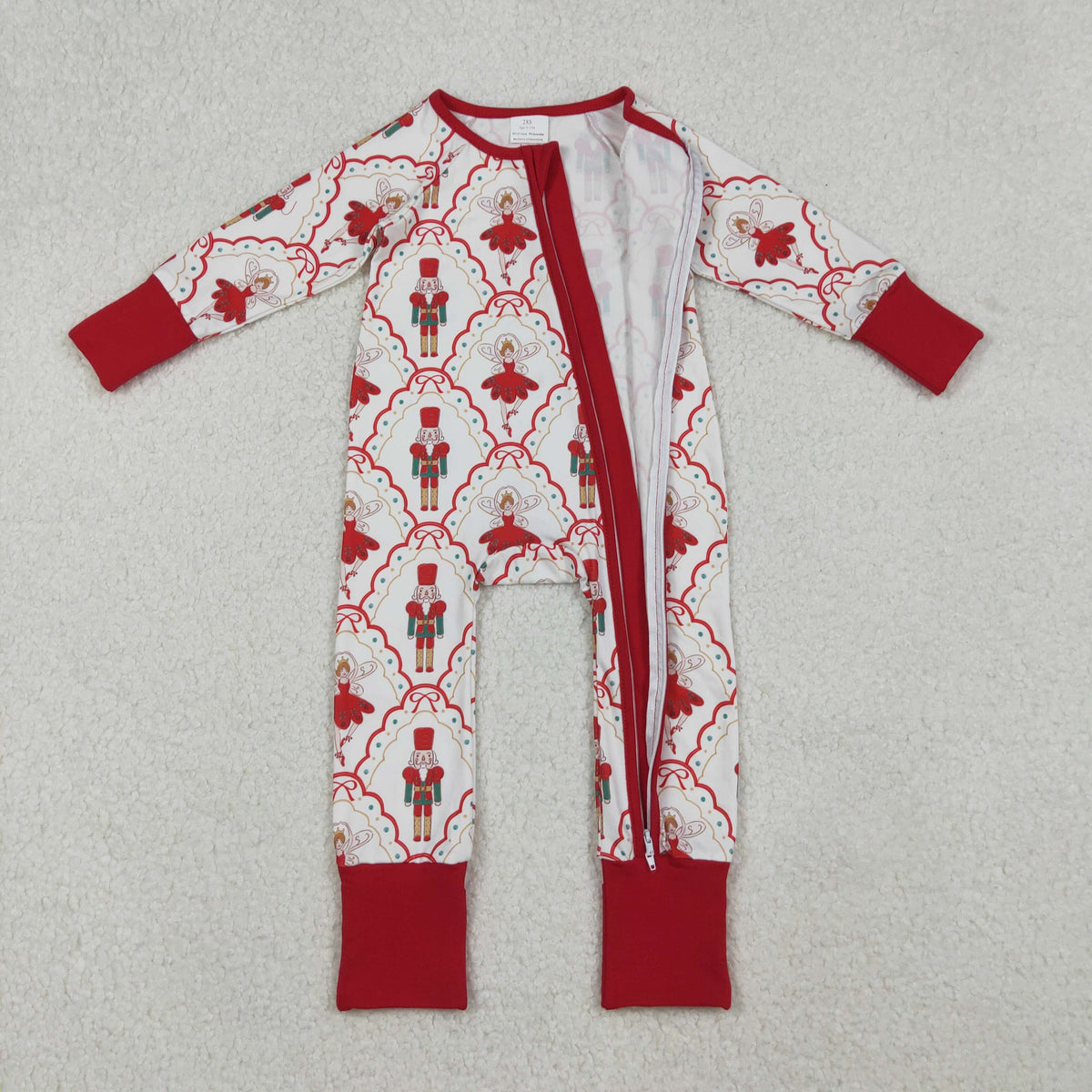 NO MOQ RTS LR2633 Baby Clothes Nutcracker Fairy Allover Print Long Sleeve Zipper Romper Jumpsuit 202610