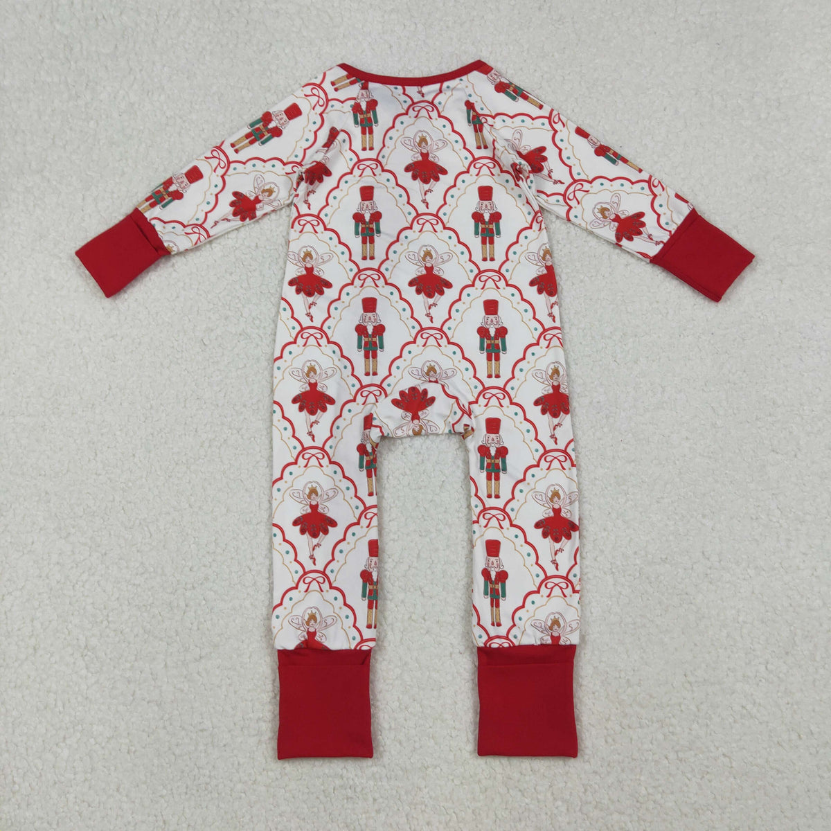 NO MOQ RTS LR2633 Baby Clothes Nutcracker Fairy Allover Print Long Sleeve Zipper Romper Jumpsuit 202610