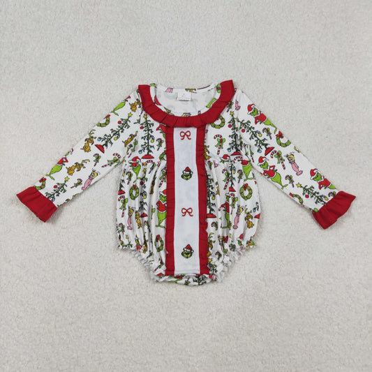 LR2635 embroidery grinch girl summer romper 202510 RTS