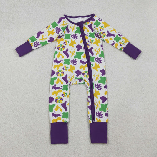 LR2637 Mardi Gras boy summer romper 202510 RTS