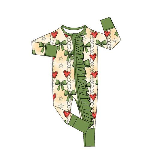 LR2648 Christmas bow western  girl boy summer romper 20250 preorder