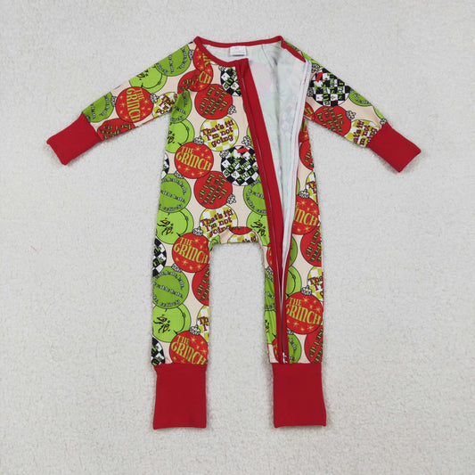 LR2658 Christmas grinch bow western boy summer romper 202509 RTS