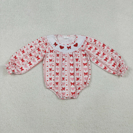 LR2696 embroidery BOW love girl  romper 202510 RTS