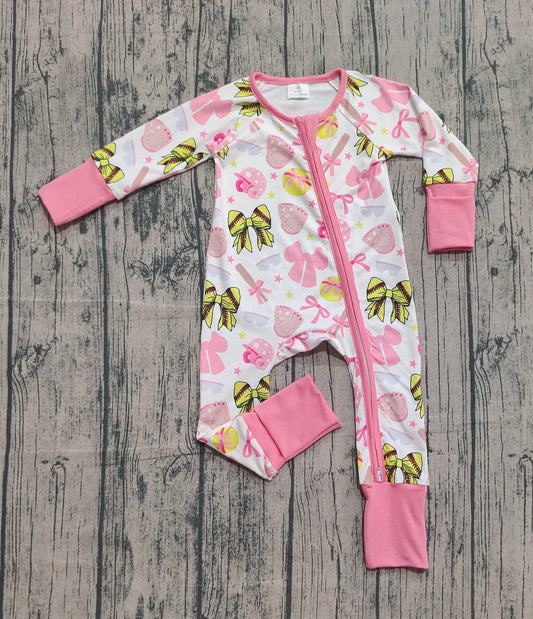LR2705 bow BASEBALL girl summer romper 202509 preorder
