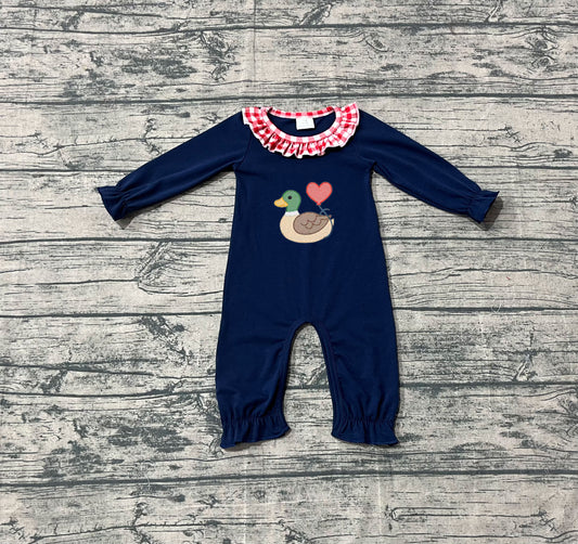LR2720 duck love  Embroidery love bow girl summer romper 202509 preorder