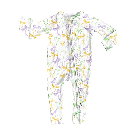 LR2736  bow Mardi Gras girl summer romper 202509 preorder