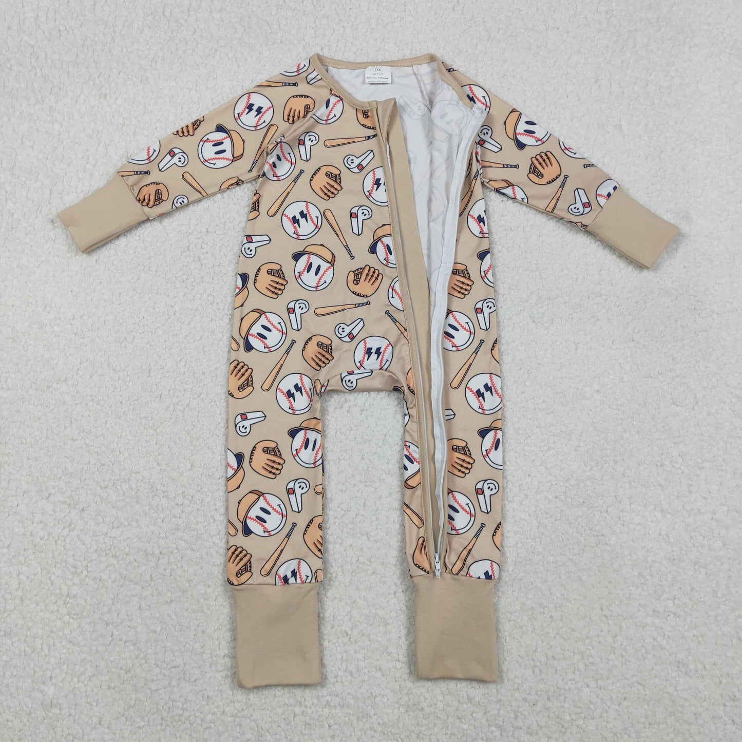 LR2816 Baseball smile  boy camo romper 202512 RTS