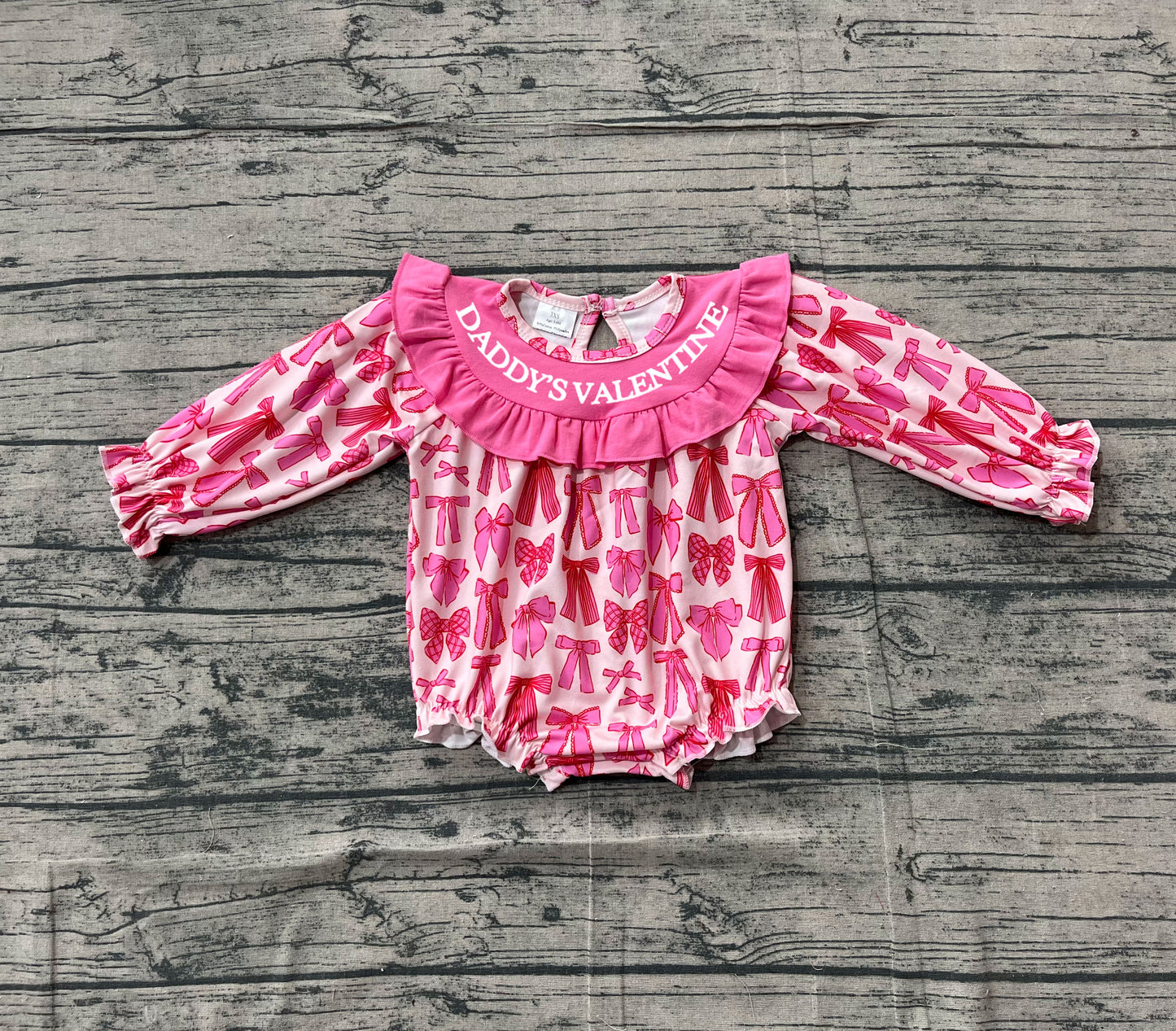 LR2842-smocked  daddy‘s valentina bow girl camo romper 202511 preorder