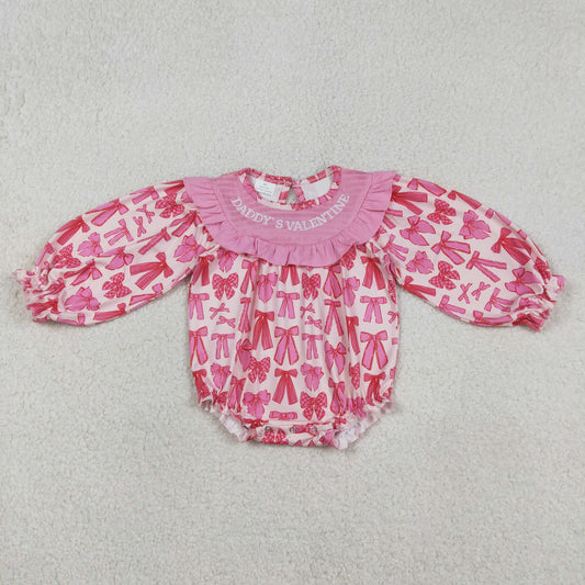 LR2842-smocked  daddy‘s valentina bow girl camo romper 202512 RTS