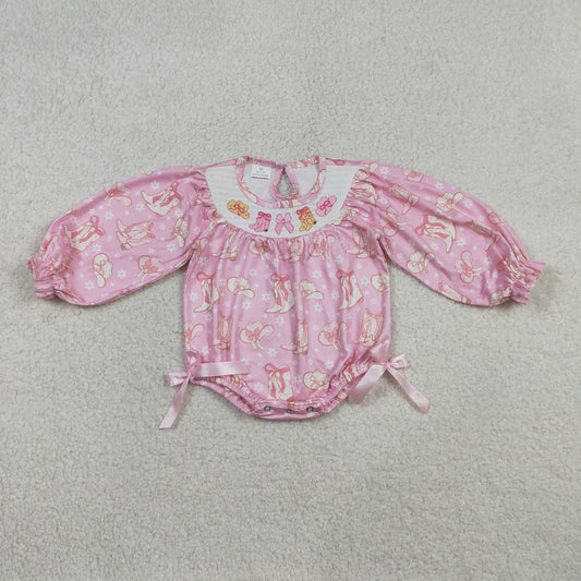 LR2938-smocked bow girl romper 202512 RTS