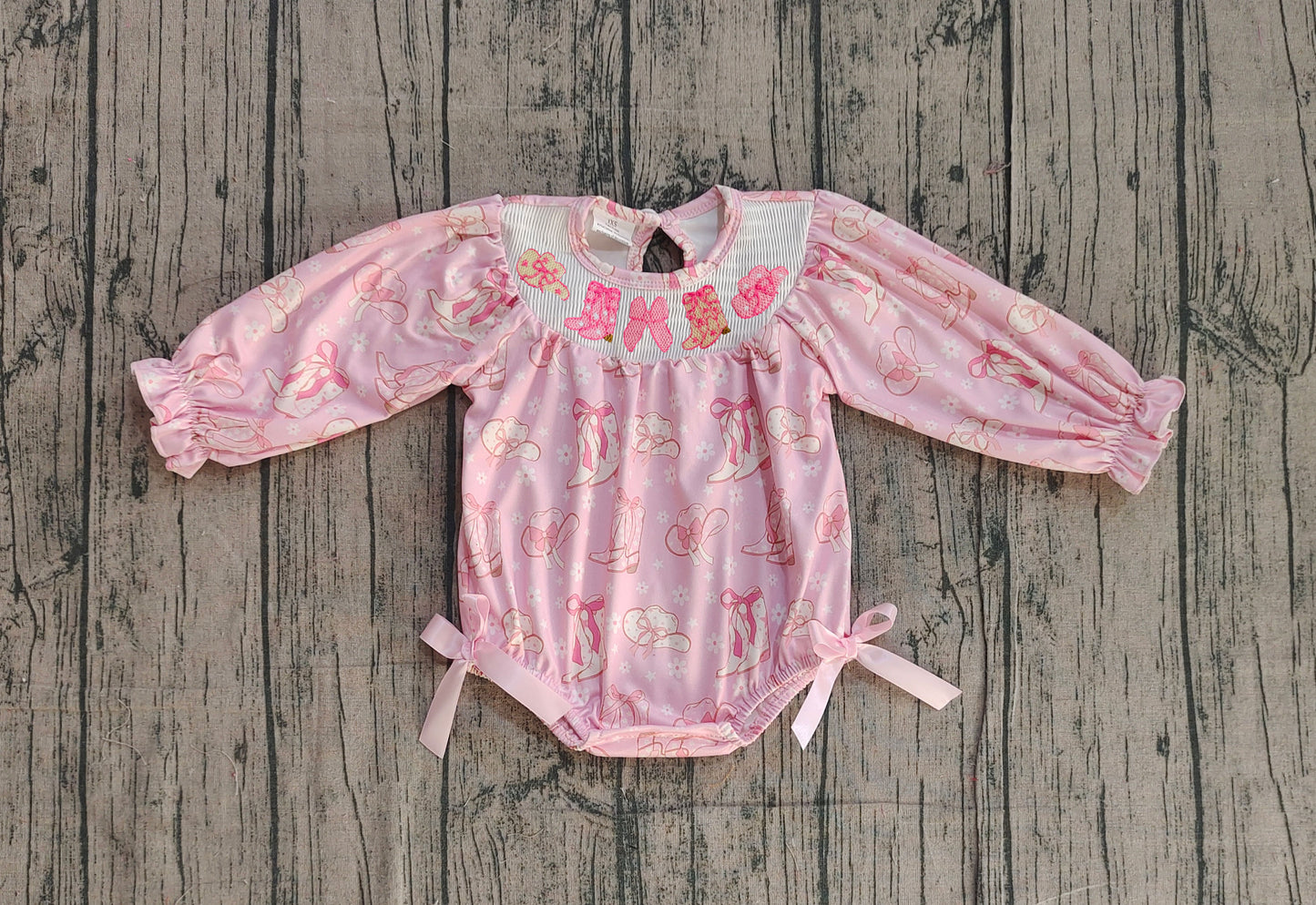 LR2938-smocked bow girl romper 202511 preorder