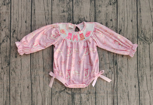 LR2938-smocked bow girl romper 202511 preorder