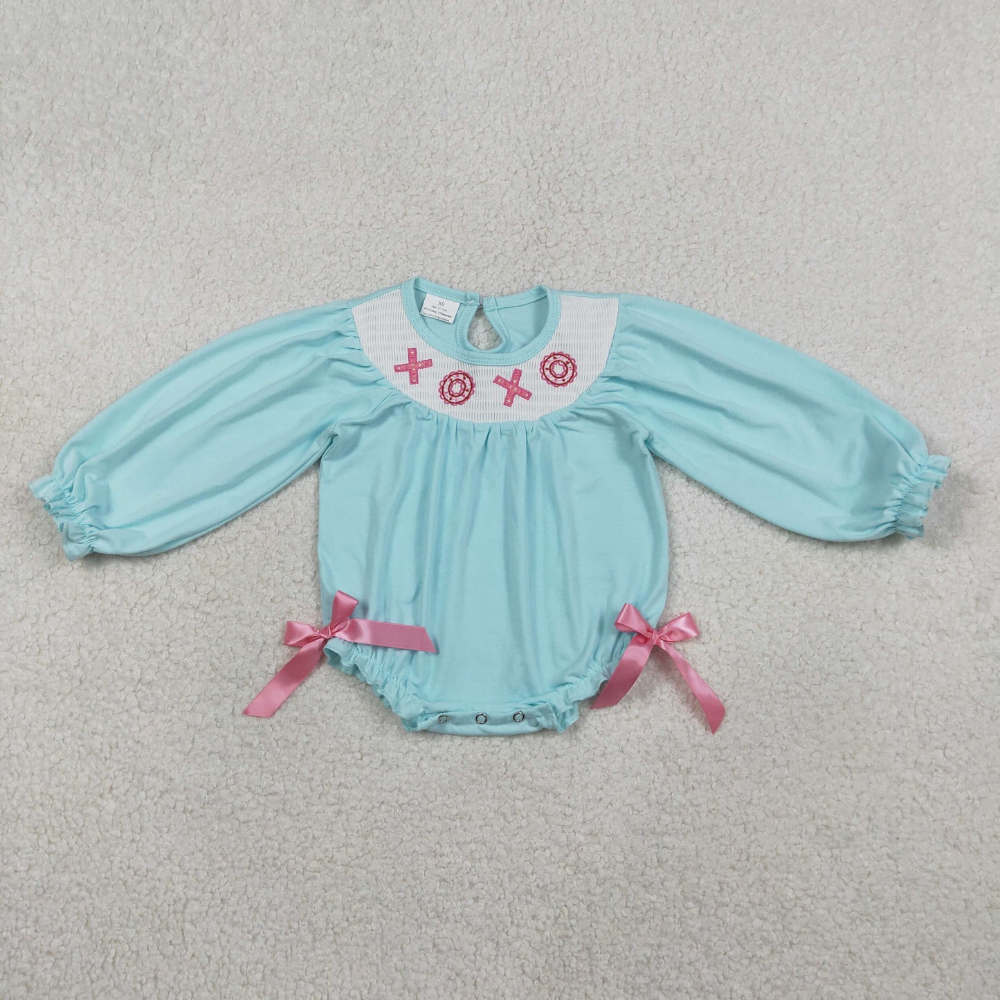 LR2982-SMOCKED xoxo girl romper 202601 RTS