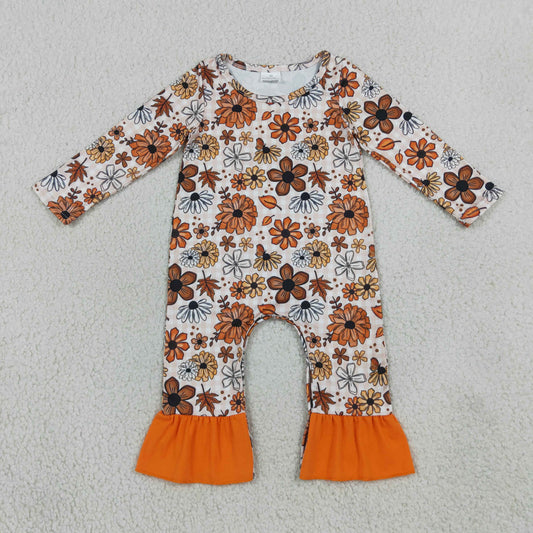 LR3025 fall flower SMOCKED girl romper 202607 RTS