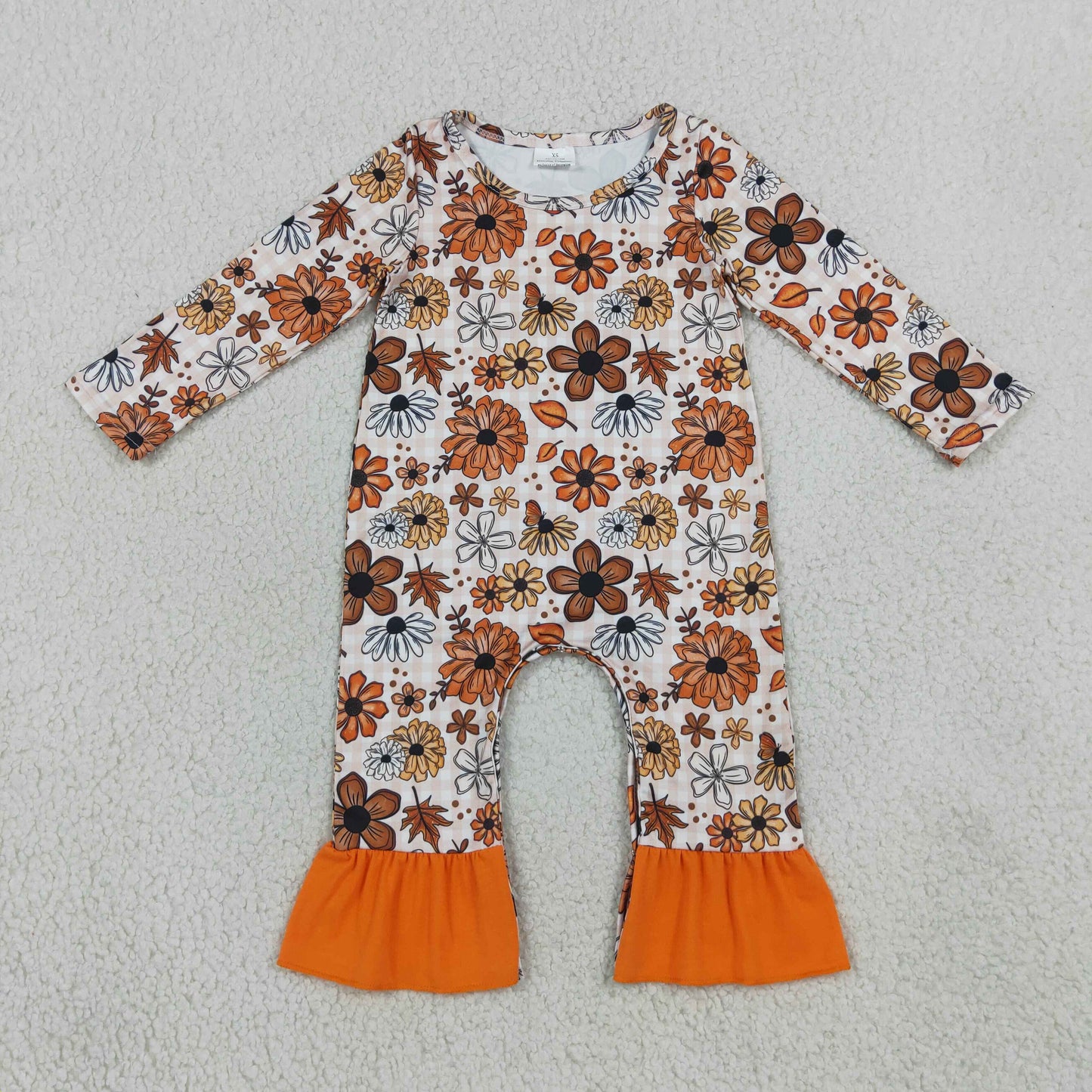 LR3025 flower pumpkin fall girl romper 202608 RTS