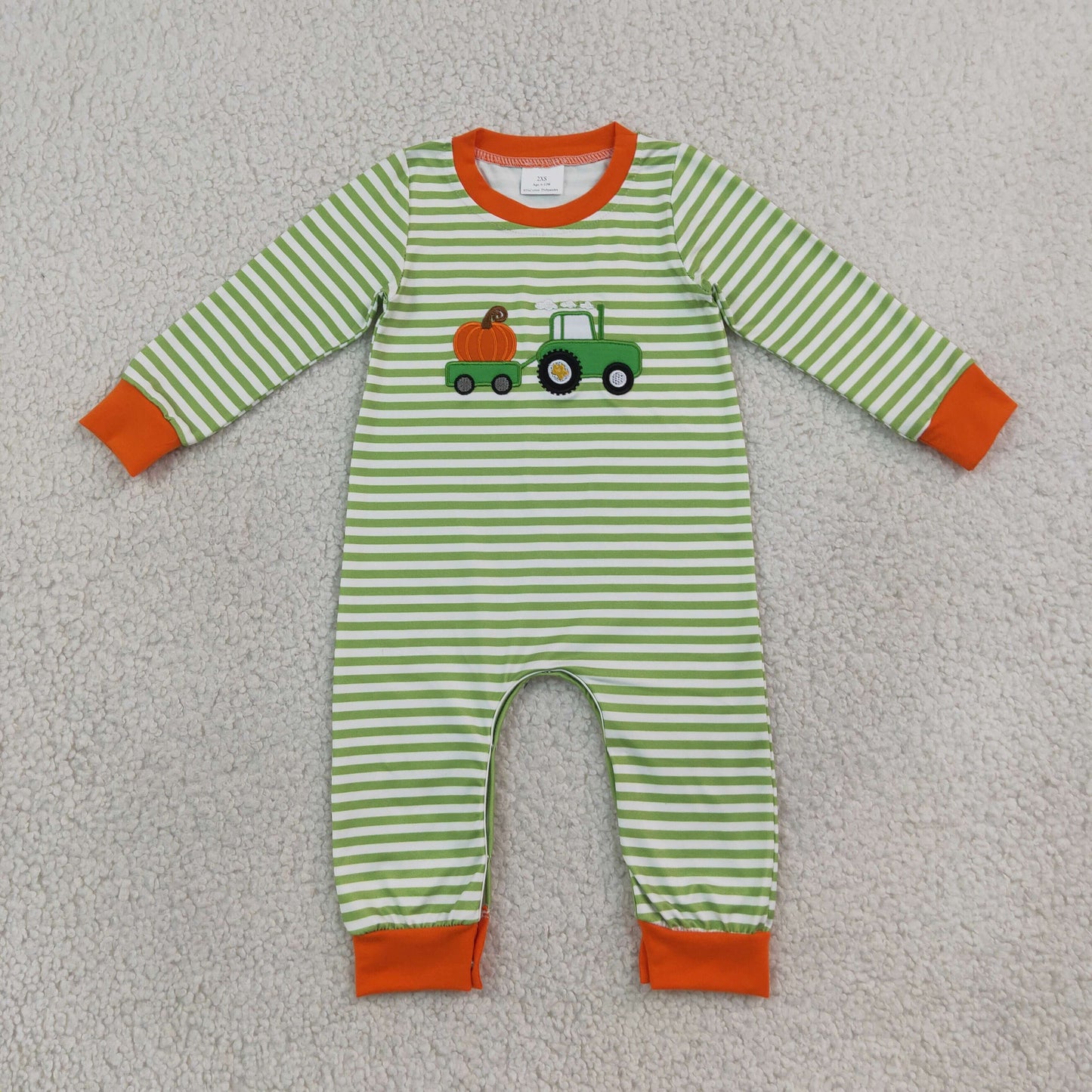 RTS LR3036 embroidery pumpkin truck Halloween boy romper 202609