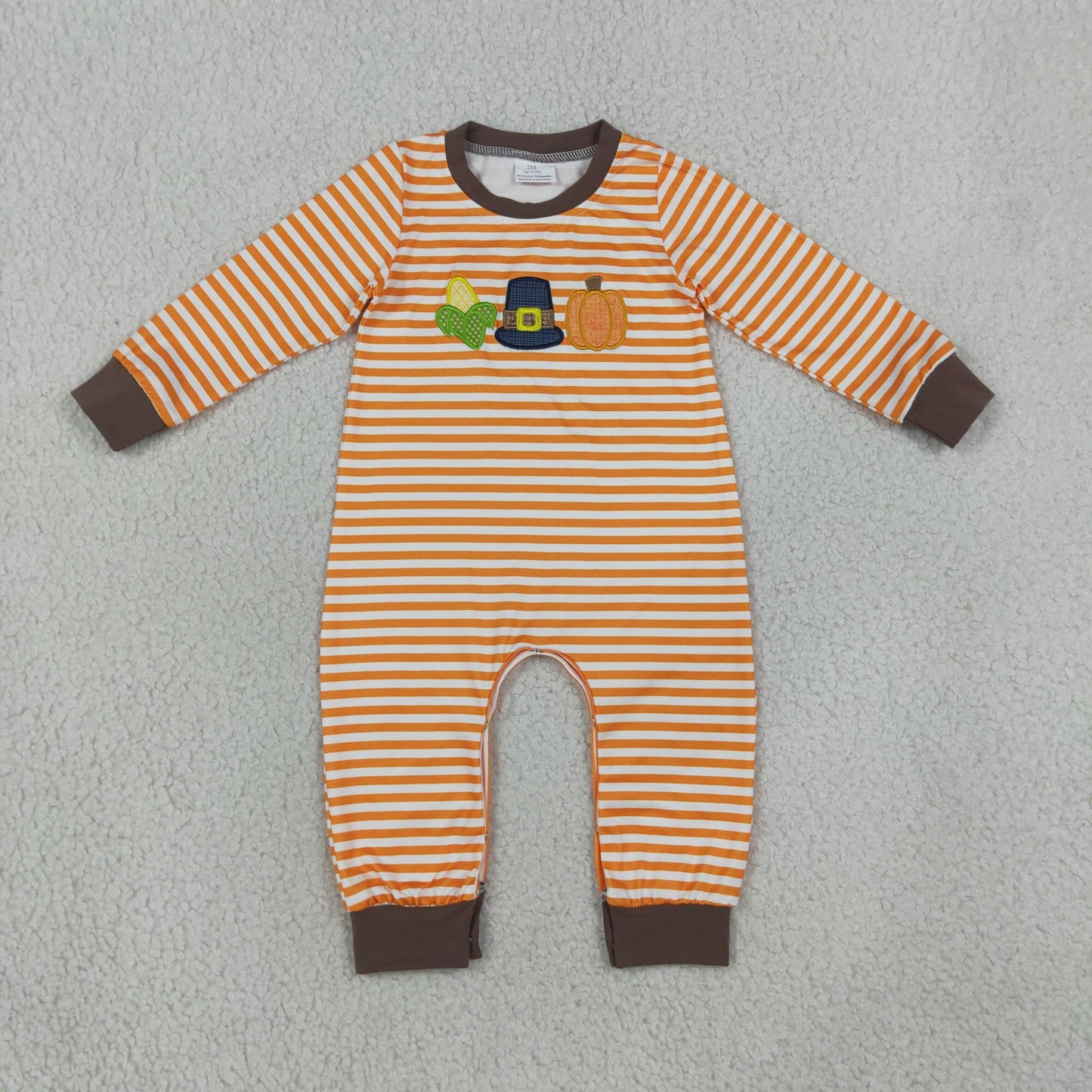 LR3037 embroidery pumpkin Halloween boy romper 202608 RTS